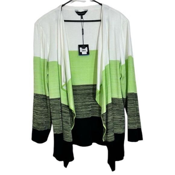 $345 MING WANG WATERFALL‎ OPEN FRONT MULTI COLOR KNIT CARDIGAN NWT 3X PLUS SIZE - Picture 1 of 11
